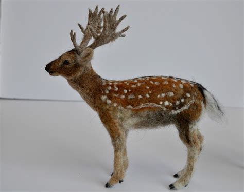 Needle Felted Animal English Fallow Deer Needle Felted Etsy