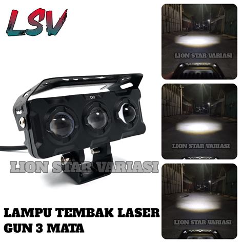 Jual Lampu Tembak Sorot Laser Gun LED 3 Mata Lampu Tembak Laser Foglamp