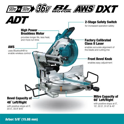 Makita 10 Dual Bevel Sliding Compound Miter Saw With Laser System