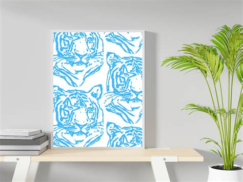 Blue leopard preppy art digital download Digital print | Etsy