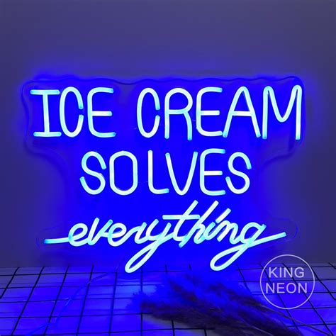 Ice Cream Solves Everything Neon Signled Sign For Shop Wall Etsy