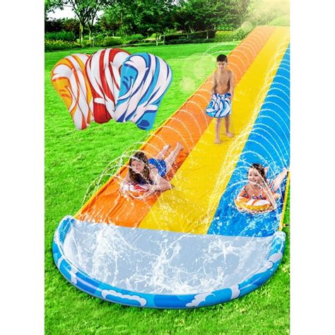 Syncfun 22 5ft Triple Water Slide And 3 Inflatable Boards Backyard