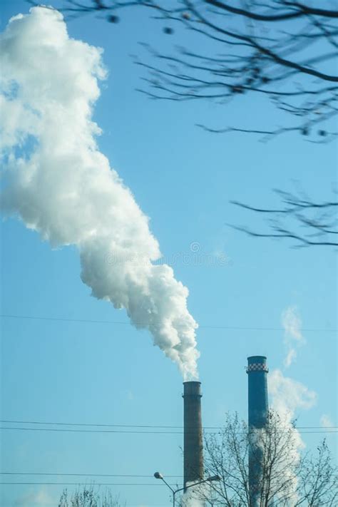 The Chimney Of A Thermal Power Plant The Smoke Extracted By A Thermal