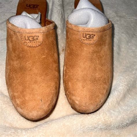 UGG Shoes Ugg Abbie Women Mule Clog Slip On Suede Leather Tan