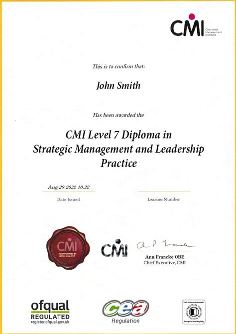 CMI Level 7 Diploma In Strategic Management And Leadership Practice