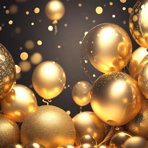 Premium Ai Image Luxury Background With Golden Inflatable Balloons