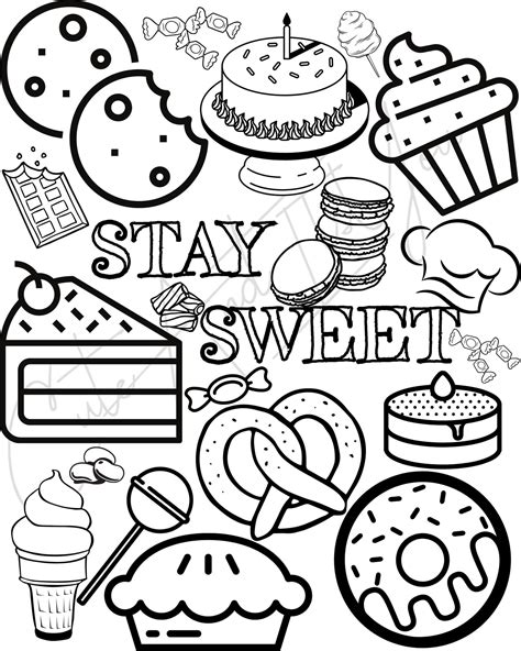 Stay Sweet Treats Coloring Pages Etsy