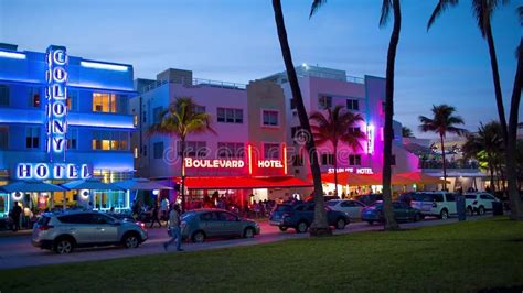 Nightlife at Ocean Drives Street, South Beach, Miami. Stock Footage ...