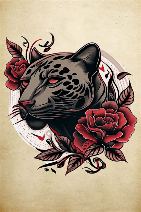 Panther Head Tattoo Art Print