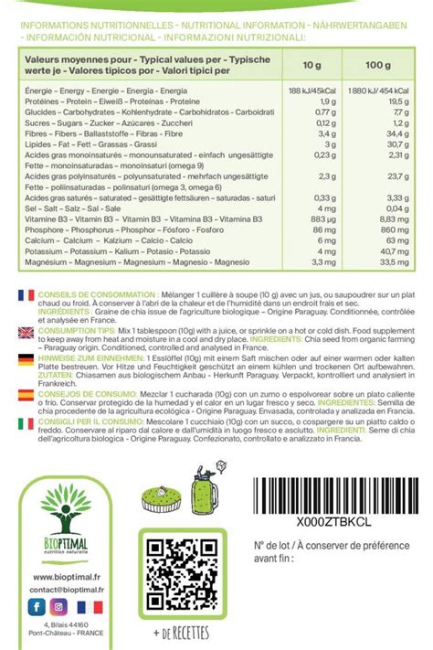 Graines De Chia Bio Superaliment Omega Transit Made In France