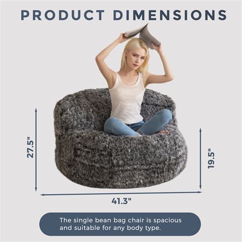 Maxyoyo Giant Bean Bag Chair Faux Fur Bean Bag Couch For Adults Acce Maxyoyo