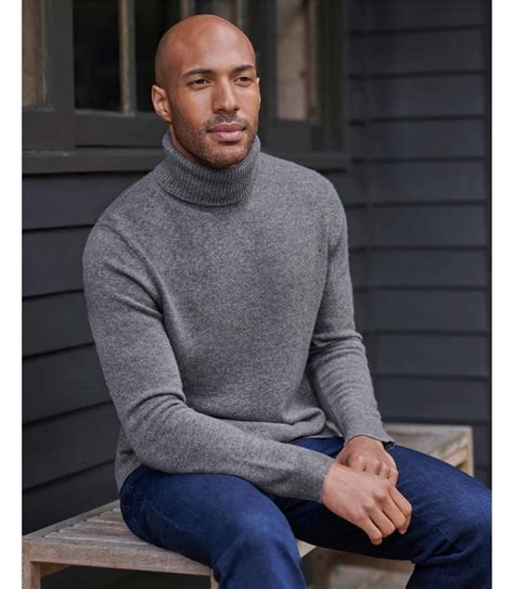 Grey Smoke Pure Cashmere Turtle Neck Sweater Woolovers Us