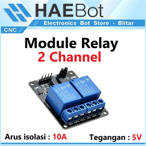 Jual HAEBOT Relay Module 5V 2 Channel Aktif Low SPDT 250VAC 10A