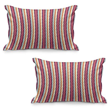 Colorful Quilted Pillowcover Set Of Vertical Lines With Torn Paper