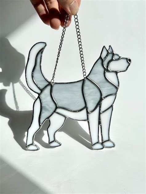 Siberian Husky Stained Glass Suncatcher A Handmade Beautiful And