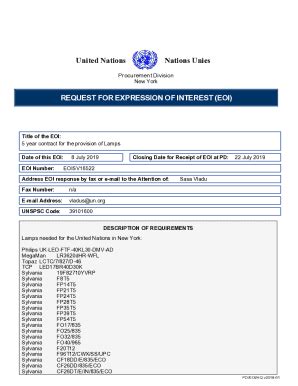 Fillable Online Request For Expression Of Interest Eoi Unmik Fax Email