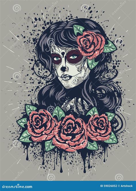 Sugar Skull Girl Day Of Dead Traditional Mexican Halloween Dia De