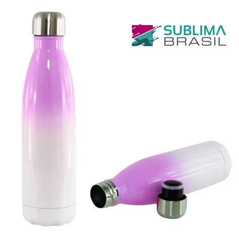 Garrafa A O Inox Termica Bicolor Branca E Roxa Ml Live Sublima Brasil