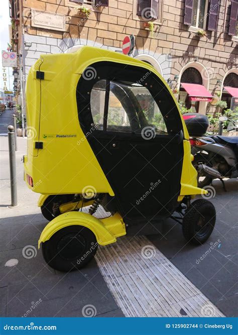 Electric Vehicle Used By Poste Italiane Editorial Stock Image Image