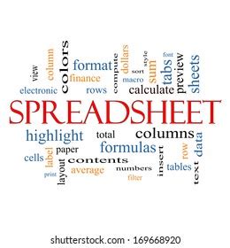 Spreadsheet Word Cloud Concept Great Terms Stock Illustration