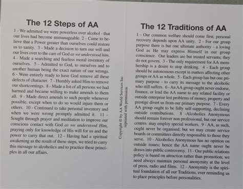 12 Steps And Traditions Card Alcoholics Anonymous