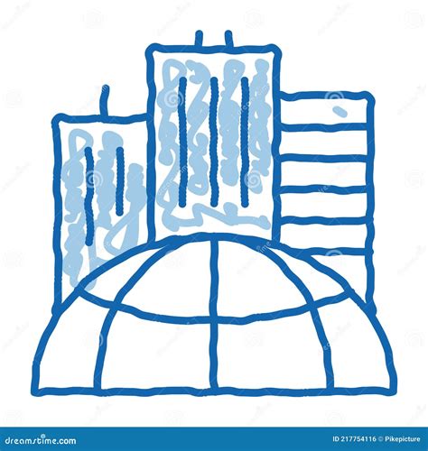 Skyscraper Earth Problem Doodle Icon Hand Drawn Illustration Stock