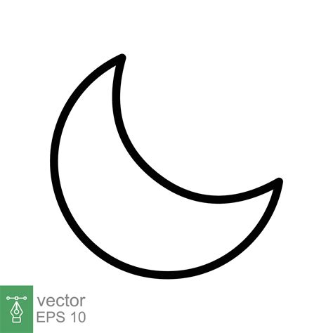 Moon icon. Simple outline style. Half moon, crescent, moon star, light ...