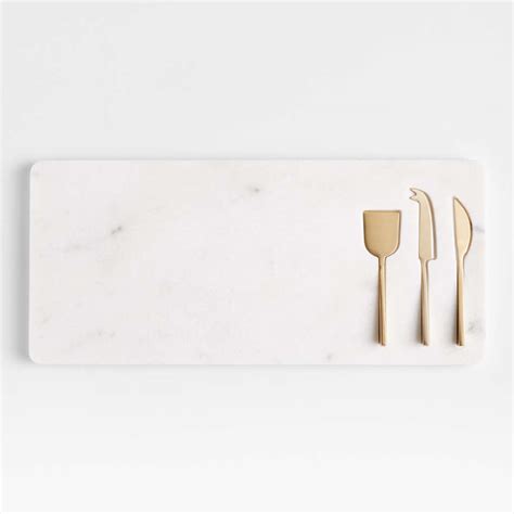 Octavia Small Marble Serving Board With Cheese Knives Reviews Crate