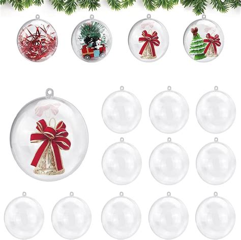 20 Pack Clear Fillable Ornaments 2 Inch Diy Plastic Christmas Decorations Tree