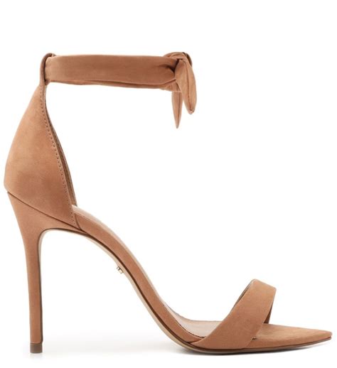 Sandália Nude Nobuck Salto Fino Lace Up Pale Nut Arezzo