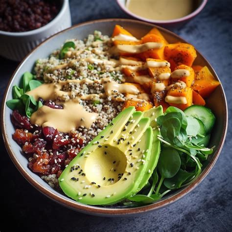 Colorful Vegan Buddha Bowl Premium Ai Generated Image