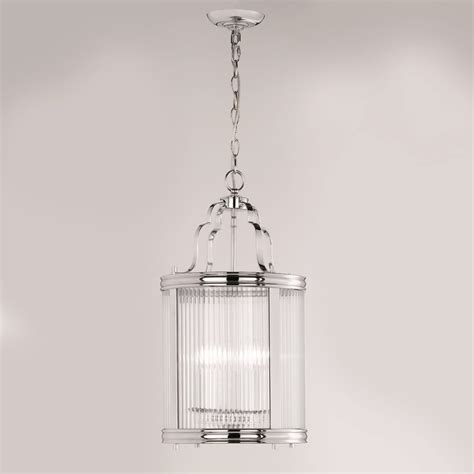 Franklite Ceiling Pendant Fitting In Chrome Finish With Clear Ribbed Glass Lighting From The