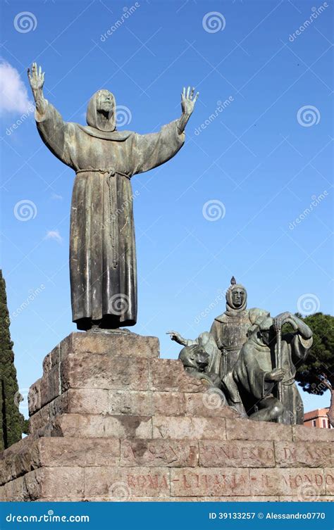 Statue Of Saint Francis In Rome Stock Image Image Of Pray Square