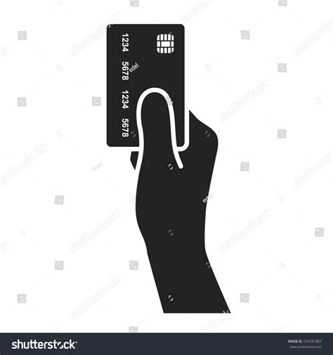 Hand Holding Credit Card Black Icon เวกเตอร์สต็อก ปลอดค่าลิขสิทธิ์