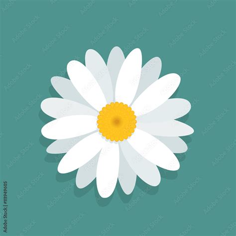 Vector Chamomile Flower Isolated On Blue Background Stock Vector