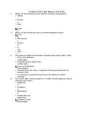 Physics1410 Chapter 16 Practice Questions 1 Docx Chapter 016 Light