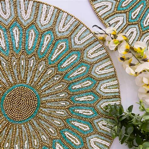 Luxury Handmade Bead Placemat Table Decoration Beaded Etsy