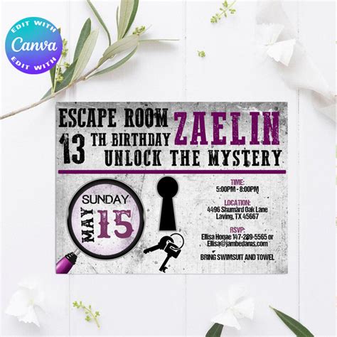 Escape Room Invitation Escape Room Birthday Invitation Esc Inspire Uplift