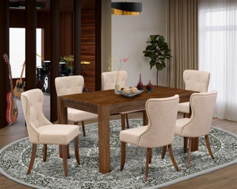 East West Furniture Celina Piece Wood Dining Set In Natural Light Tan