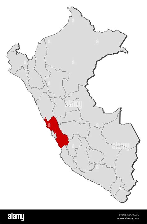 Political Map Of Peru With The Several Regions Where Lima Is