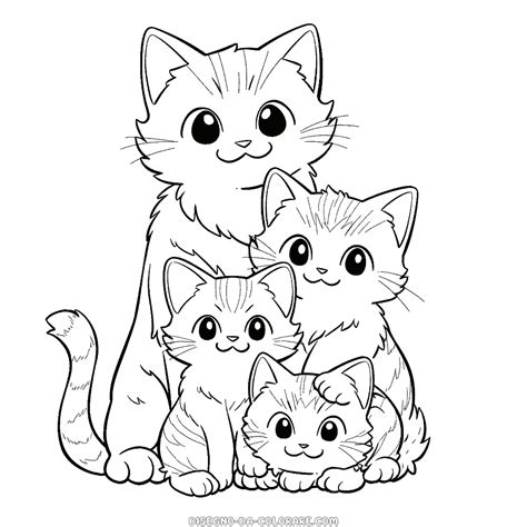 Disegno Di Famiglia Di Gatti Da Colorare Stampate Gratuitamente Dei