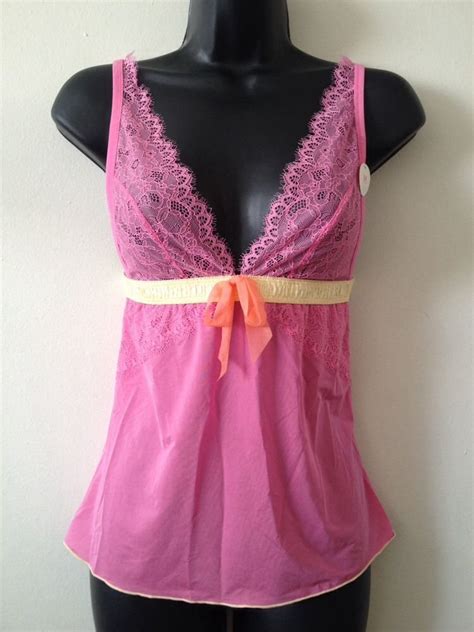 Cosmopolitan Sweet And Sexy Lace Ribbon Sheer Camisole Nwt Sz M Pink