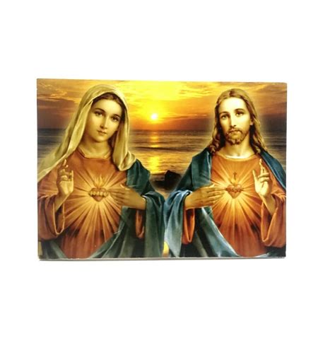 Sacred Heart of Jesus and Mary Painting Print Immaculate Heart Catholic ...