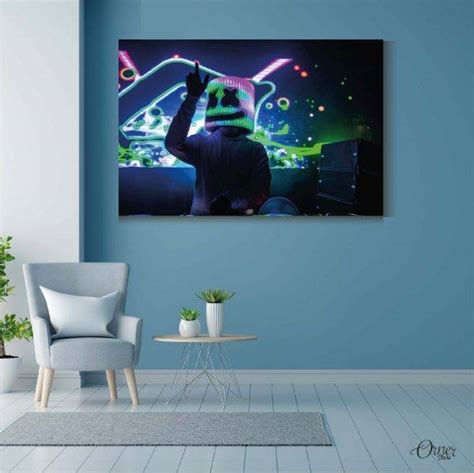 Marshmello Dj In Neon Lights Music Poster Wall Art Orner Store