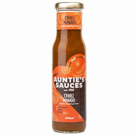 Auntie's Sauces Indian Dipping Sauces - Chilli Mango 250ml - Farmers Fayre