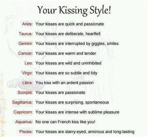 Your Kissing Style Zodiac Signs Zodiac Signs Horoscope Zodiac Sign