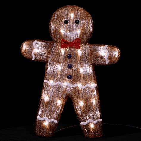 Cm Acrylic Gingerbread Man With Leds Christmas Decoration