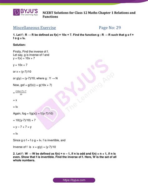 NCERT Solutions For Class 12 Maths Miscellaneous Exercise Chapter 1