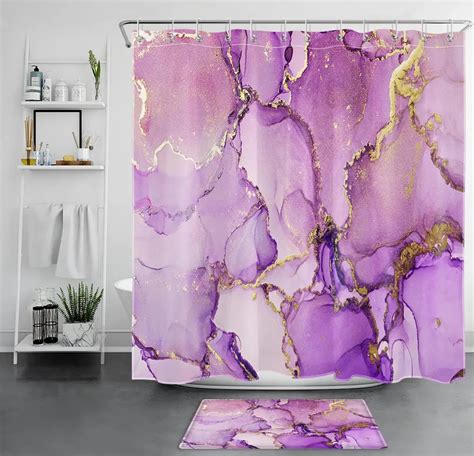 Royal Elegance Luxe Purple And Gold Marble Shower Curtain Elevate