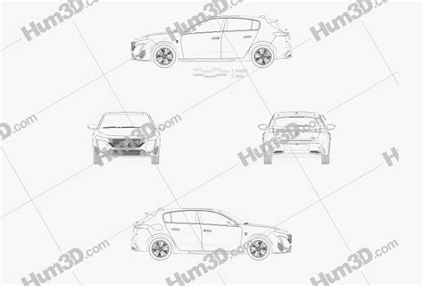 Peugeot 308 Hybrid 2021 Blueprint